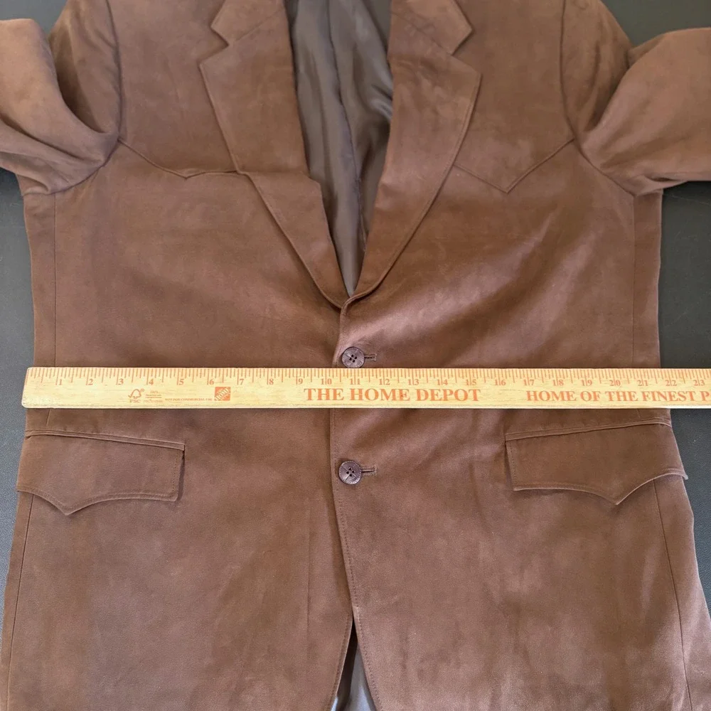 Vintage Circle S Western Blazer Sport Coat Mens 44R Brown Faux Suede Microfiber